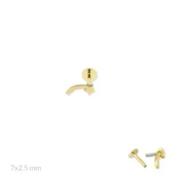 Pendiente Piercing Medio Par en Plata de Ley 925m chapado oro con 7 m