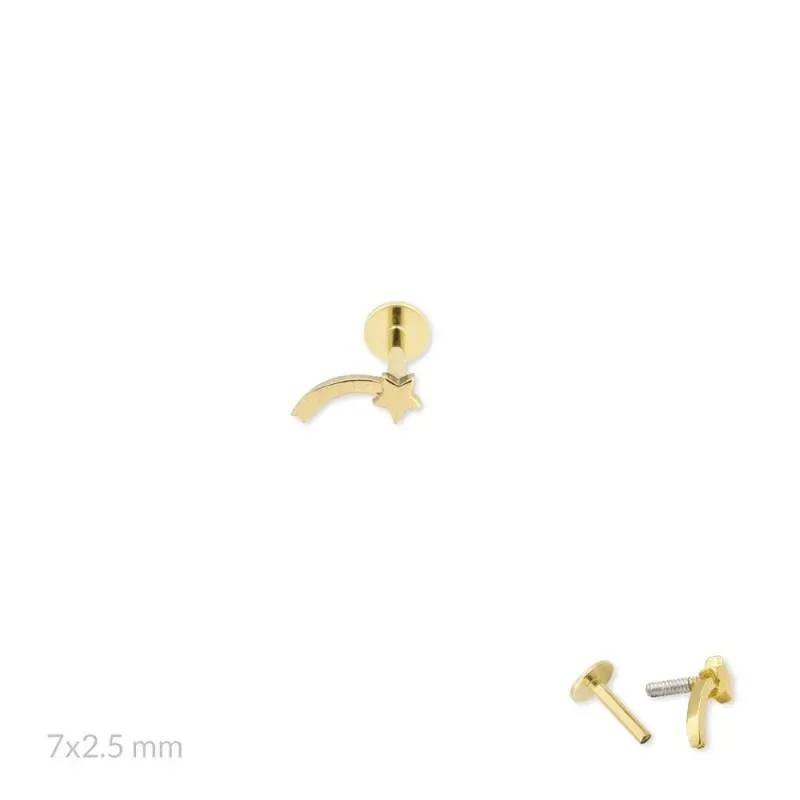 Pendiente Piercing Medio Par en Plata de Ley 925m chapado oro con 7 m