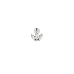 Pendiente Piercing Medio Par Plata de Ley 925m de 6.2 mm. tres circon