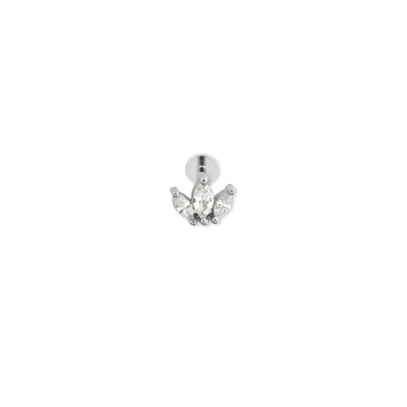 Pendiente Piercing Medio Par Plata de Ley 925m de 6.2 mm. tres circon