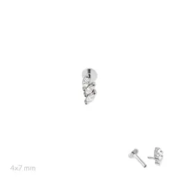 Pendiente Piercing Medio Par Plata de Ley 925m de 7 mm. con tres circ