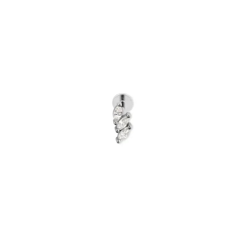Pendiente Piercing Medio Par Plata de Ley 925m de 7 mm. con tres circ
