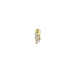 Pendiente Piercing Medio Par Plata de Ley 925m chapado oro con 7 mm.