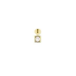 Pendiente Piercing Medio Par Plata de Ley 925m chapado oro con 3 mm.