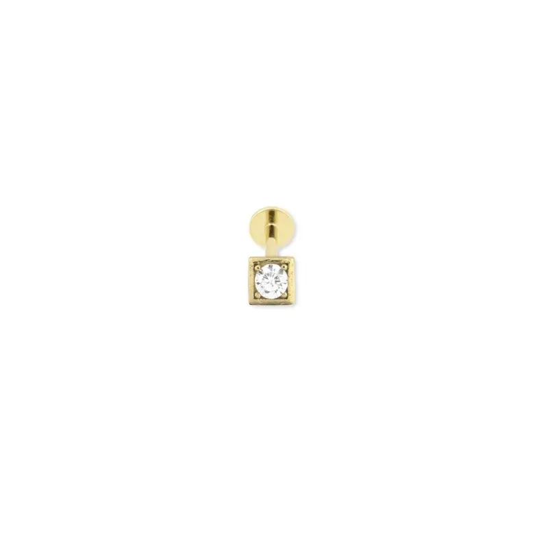Pendiente Piercing Medio Par Plata de Ley 925m chapado oro con 3 mm.