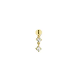 Pendiente Piercing Medio Par Plata de Ley 925m chapado oro 11 mm. cir