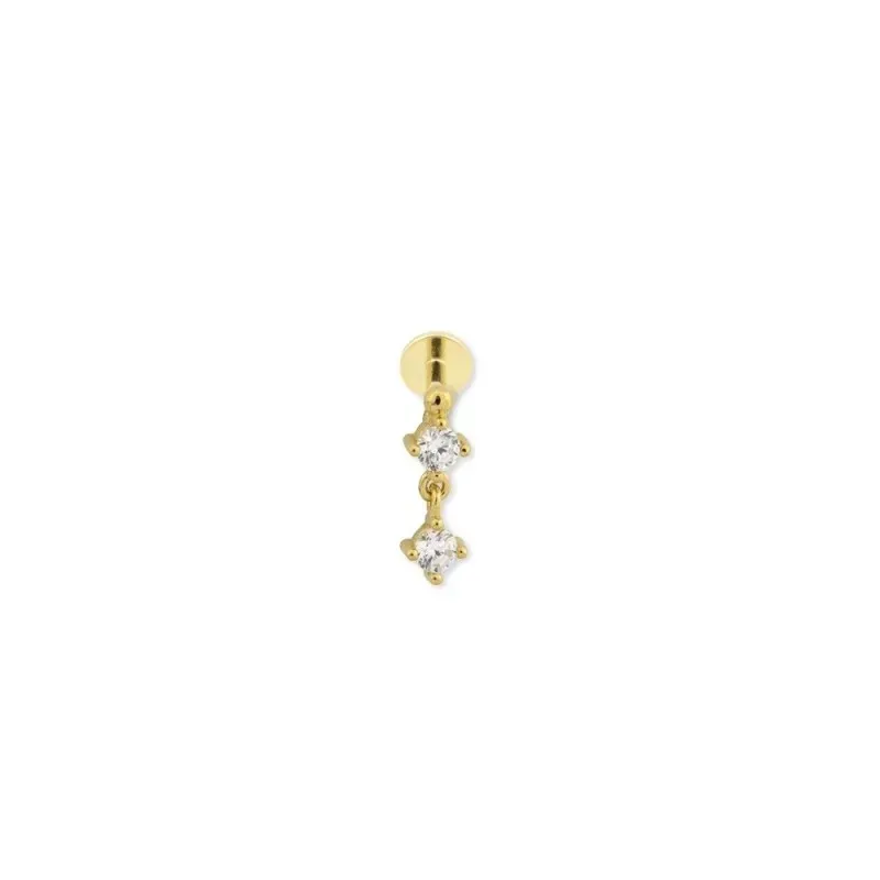 Pendiente Piercing Medio Par Plata de Ley 925m chapado oro 11 mm. cir