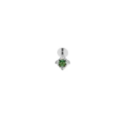 Pendiente Piercing Medio Par en Plata de Ley 925m de 4 mm. circonitas