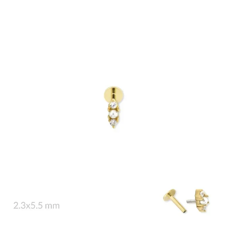 Pendiente Piercing Medio Par Plata de Ley 925m chapado oro 5.5 mm. do