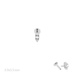 Pendiente Piercing Medio Par en Plata de Ley 925m de 5.5 mm. dos circ