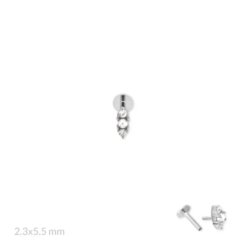 Pendiente Piercing Medio Par en Plata de Ley 925m de 5.5 mm. dos circ