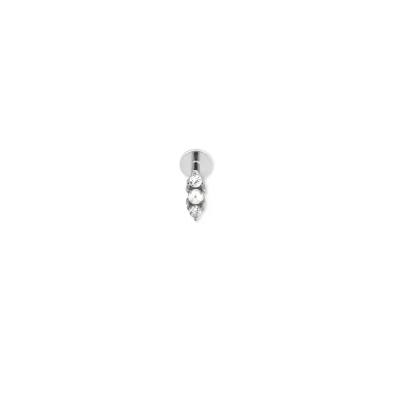 Pendiente Piercing Medio Par en Plata de Ley 925m de 5.5 mm. dos circ