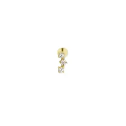 Pendiente Piercing Medio Par en Plata de Ley 925m chapado oro con 7 m