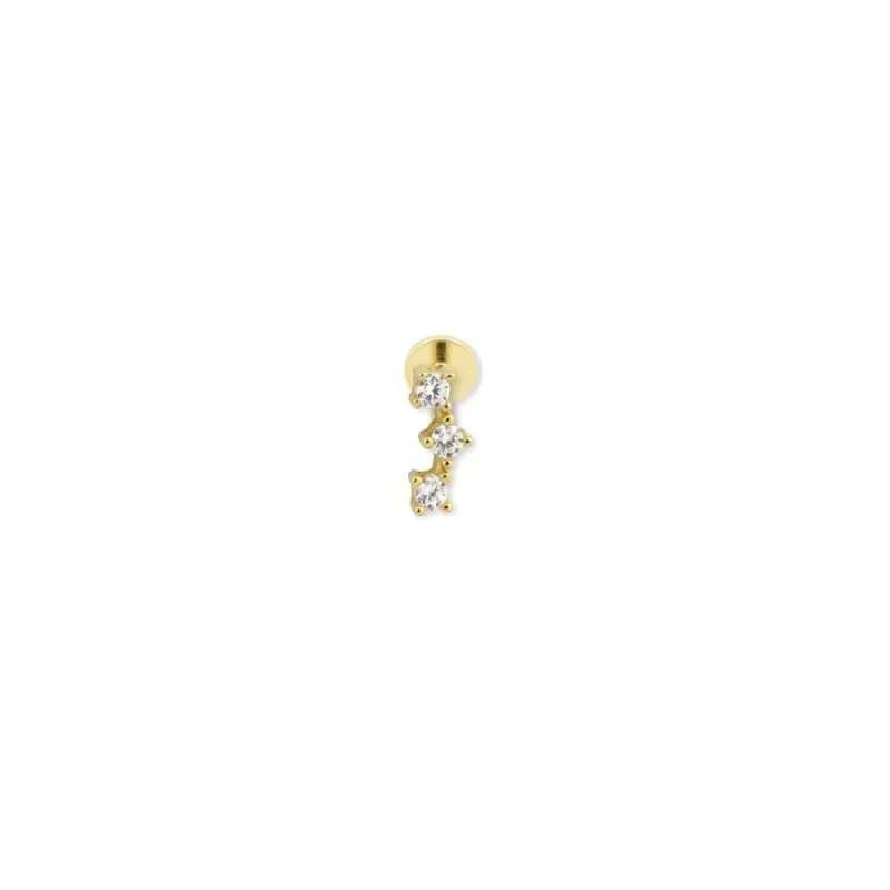 Pendiente Piercing Medio Par en Plata de Ley 925m chapado oro con 7 m