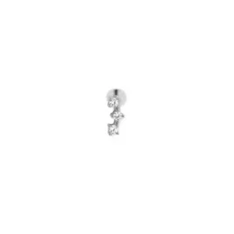 Pendiente Piercing Medio Par en Plata de Ley 925m de 7 mm. con tres c