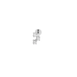 Pendiente Piercing Medio Par en Plata de Ley 925m de 6 mm. con tres c