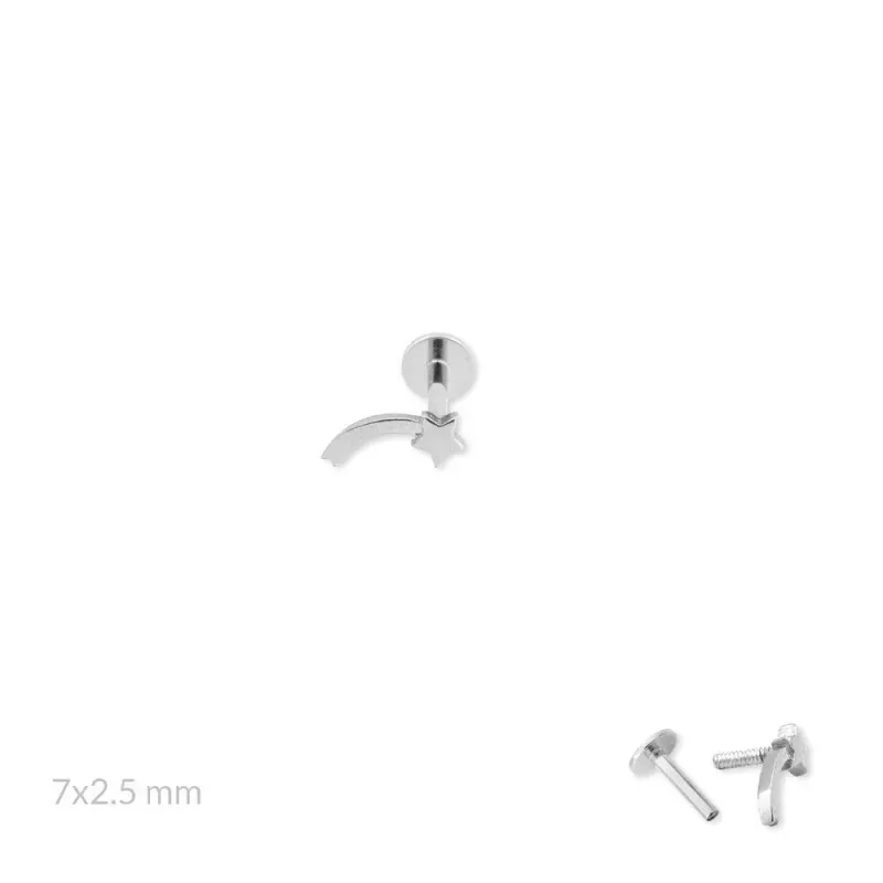 Pendiente Piercing Medio Par en Plata de Ley 925m de 7 mm. Estrella d