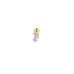 Pendiente Piercing Medio Par en Plata de Ley 925m chapado oro con 8 m
