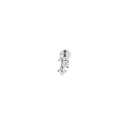 Pendiente Piercing Medio Par en Plata de Ley 925m de 8 mm. con circon