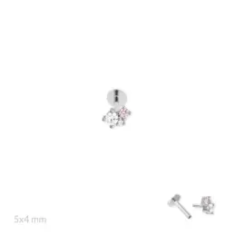 Pendiente Piercing Medio Par en Plata de Ley 925m de 5 mm. tres circo