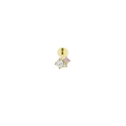 Pendiente Piercing Medio Par en Plata de Ley 925m chapado oro 5 mm. t