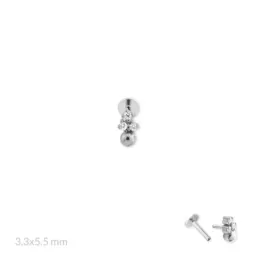 Pendiente Piercing Medio Par en Plata de Ley 925m de 5.5 mm. tres cir