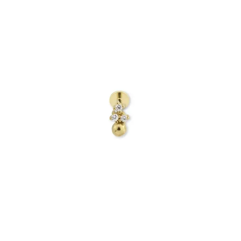 Pendiente Piercing Medio Par Plata de Ley 925m chapado oro con 5.5 mm