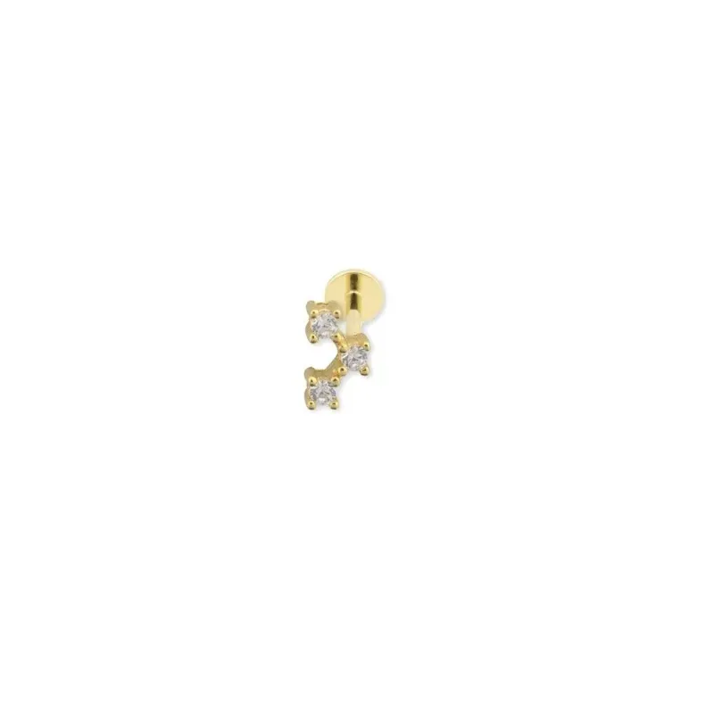 Pendiente Piercing Medio Par en Plata de Ley 925m chapado oro 6 mm. t