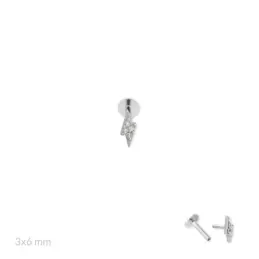 Pendiente Piercing Medio Par en Plata de Ley 925m de 6 mm. rayo con c