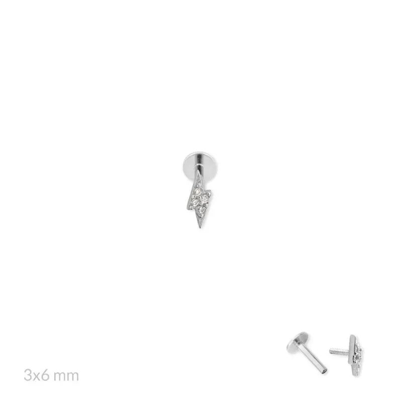 Pendiente Piercing Medio Par en Plata de Ley 925m de 6 mm. rayo con c