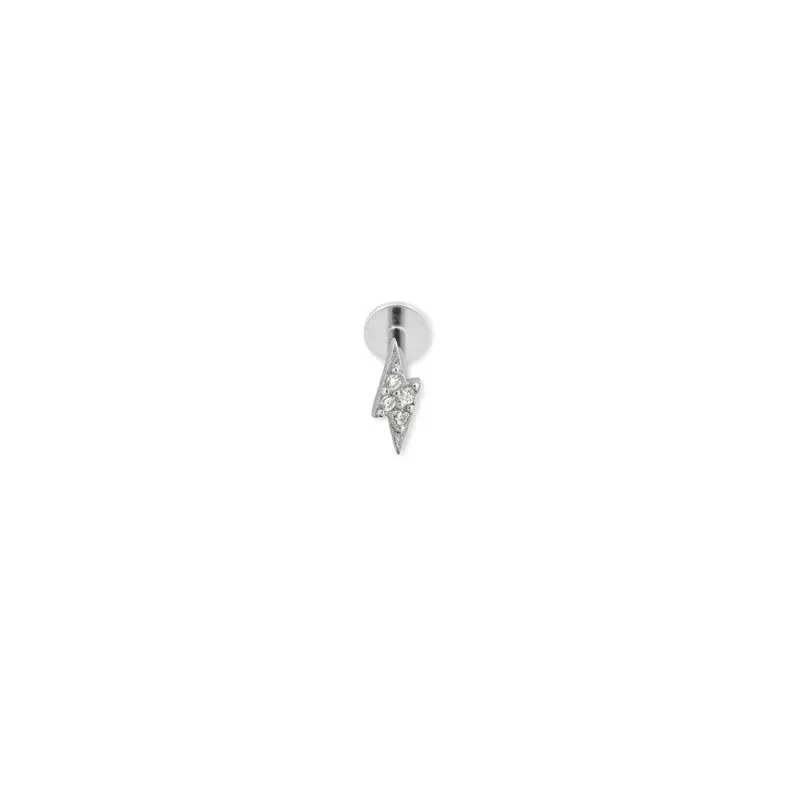 Pendiente Piercing Medio Par en Plata de Ley 925m de 6 mm. rayo con c