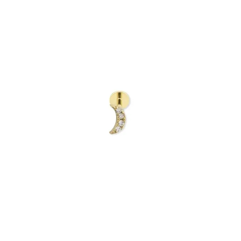 Pendiente Piercing Medio Par en Plata de Ley 925m chapado oro con 5 m