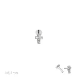 Pendiente Piercing Medio Par en Plata de Ley 925m de 5.2 mm. forma cr