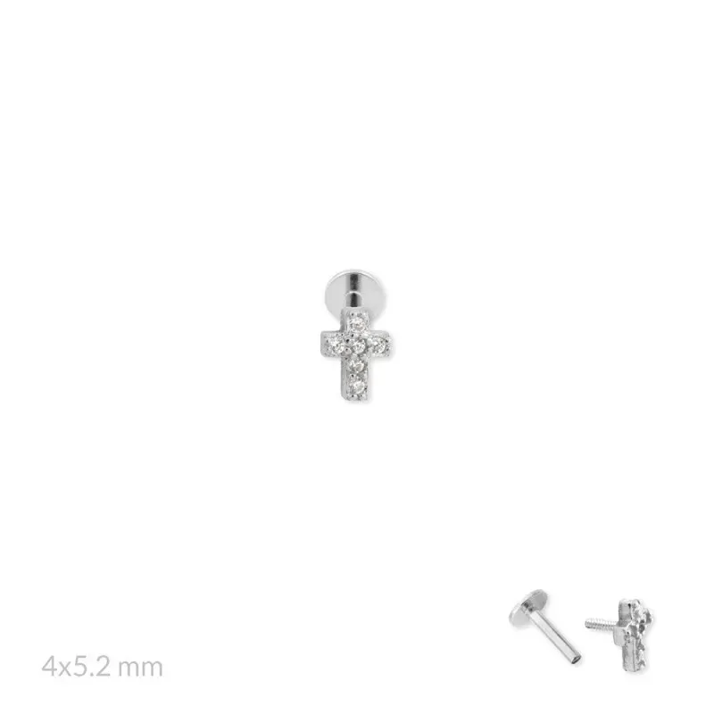 Pendiente Piercing Medio Par en Plata de Ley 925m de 5.2 mm. forma cr