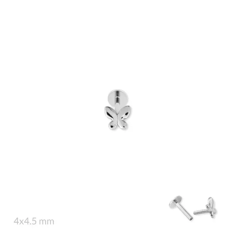 Pendiente Piercing Medio Par en Plata de Ley 925m de 4 mm. forma mari