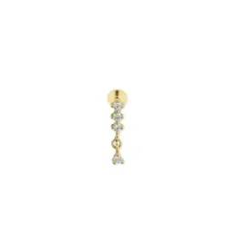 Pendiente Piercing Medio Par en Plata de Ley 925m chapado oro con 12
