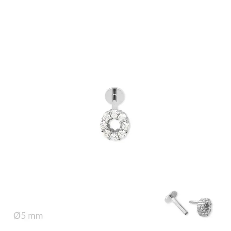 Pendiente Piercing Medio Par en Plata de Ley 925m de 5 mm. círculo ca