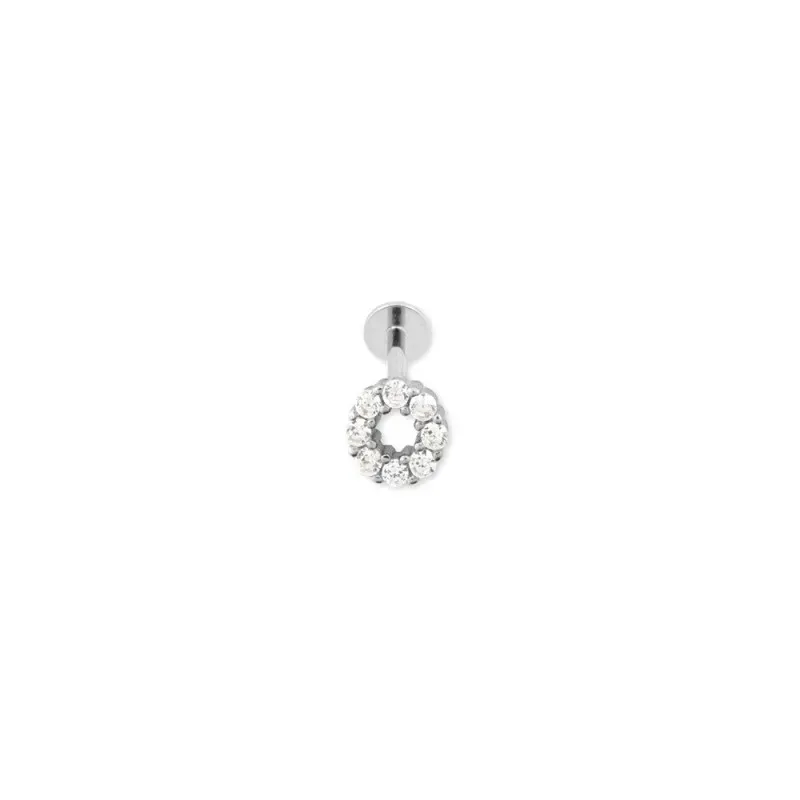 Pendiente Piercing Medio Par en Plata de Ley 925m de 5 mm. círculo ca