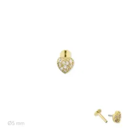 Pendiente Piercing Medio Par en Plata de Ley 925m chapado oro con 5 m