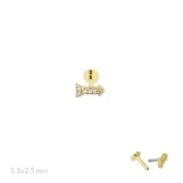Pendiente Piercing Medio Par en Plata de Ley 925m chapado oro con 5.5