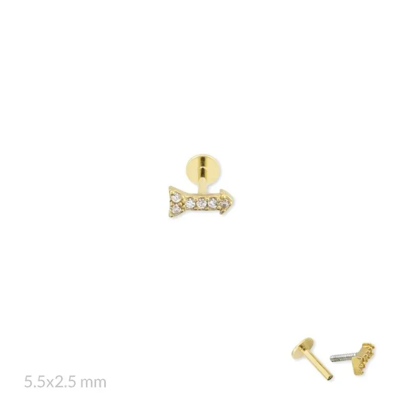 Pendiente Piercing Medio Par en Plata de Ley 925m chapado oro con 5.5