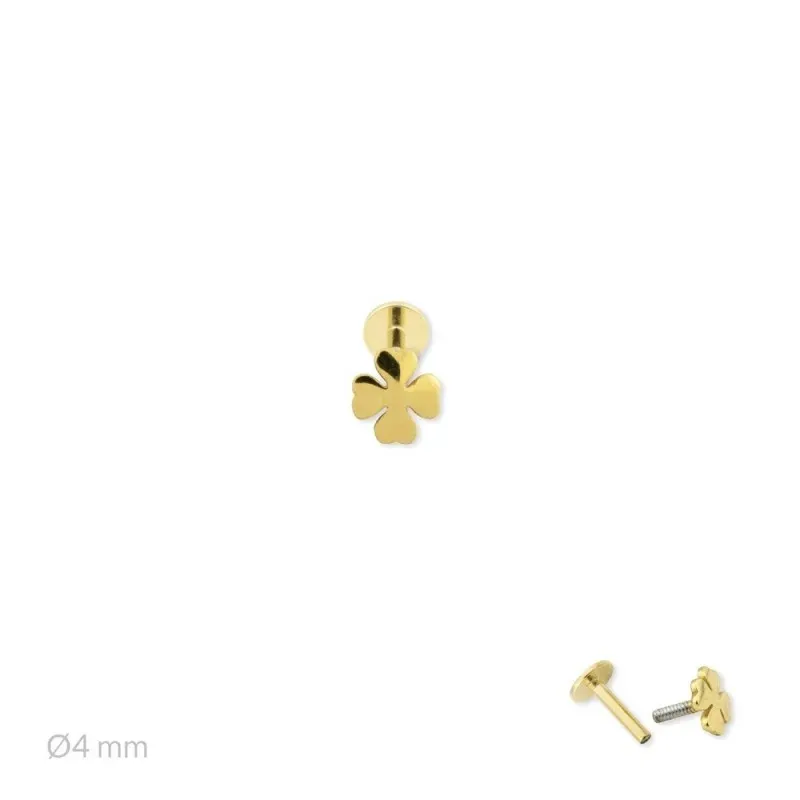 Pendiente Piercing Medio Par en Plata de Ley 925m chapado oro con 4 m