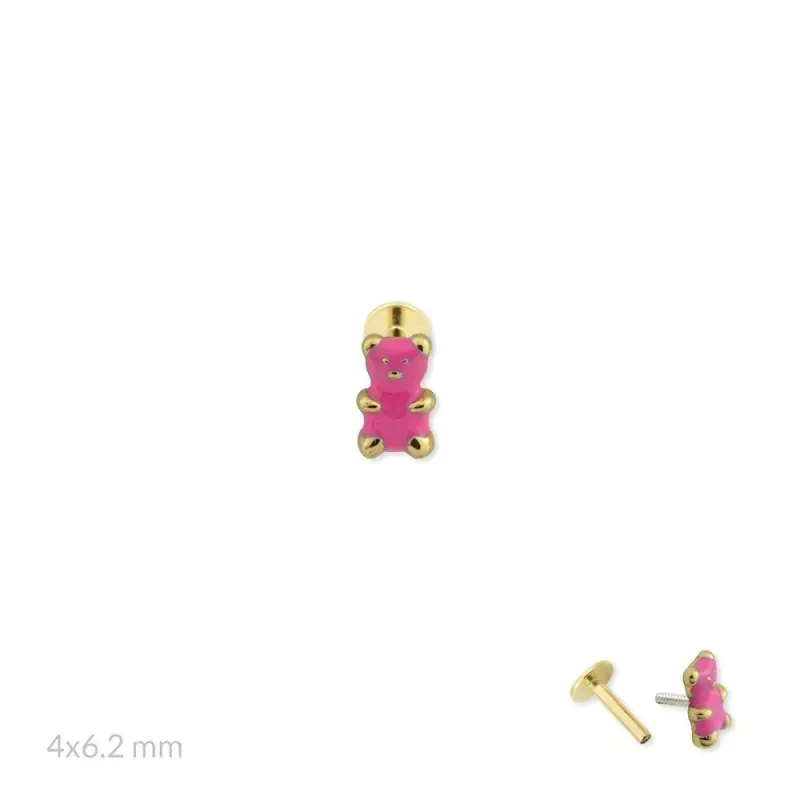 Pendiente Piercing Medio Par en Plata de Ley 925m chapado oro con 6.2