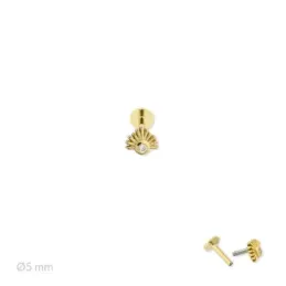 Pendiente Piercing Medio Par en Plata de Ley 925m chapado oro con 5 m