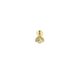 Pendiente Piercing Medio Par en Plata de Ley 925m chapado oro con 5 m