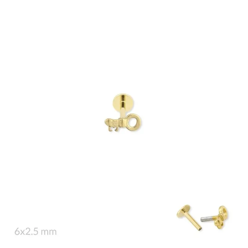 Pendiente Piercing Medio Par en Plata de Ley 925m chapado oro con 6 m