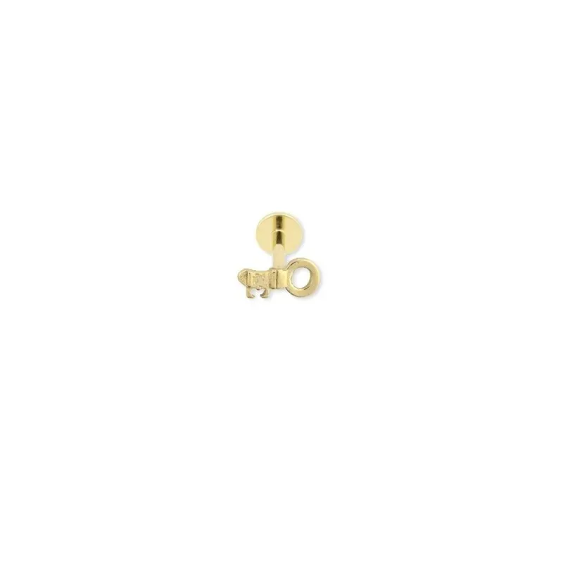 Pendiente Piercing Medio Par en Plata de Ley 925m chapado oro con 6 m