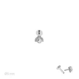 Pendiente Piercing Medio Par en Plata de Ley 925m de 5 mm. forma de o