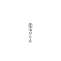 Pendiente Piercing Medio Par en Plata de Ley 925m de 12 mm. con cuatr