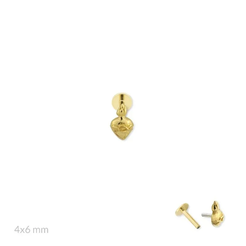 Pendiente Piercing Medio Par en Plata de Ley 925m chapado oro con 6 m